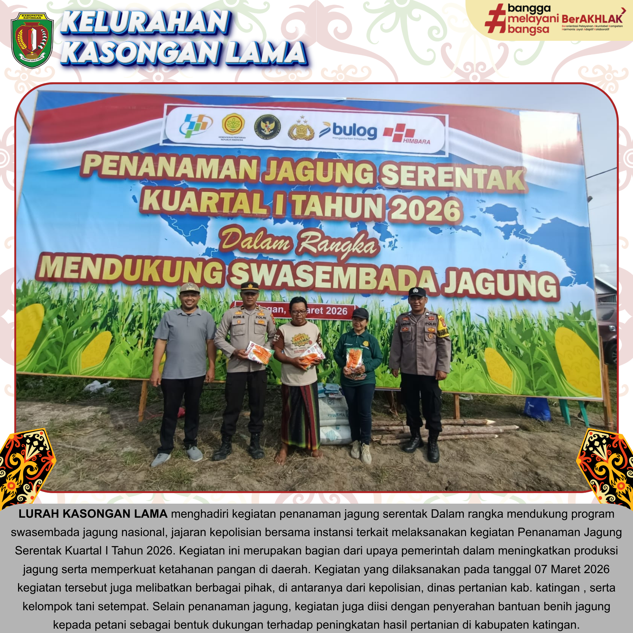 Lurah Kasongan Lama Hadiri Kegiatan Penanaman Jagung Serentak Kuartal I Tahun 2026